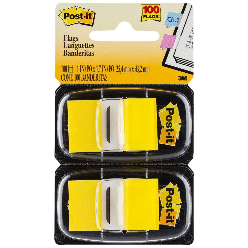 Post-it Flags Yellow 25x43mm Pk 100